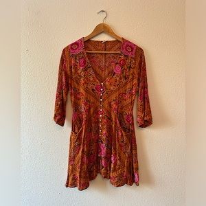 Spell & the Gypsy Collective Floral Babushka Amber Mini PlayDress Size S…